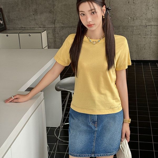 新色登場☆バーバリー ロゴ刺繍 コットン Tシャツ 偽物 Baz22860
